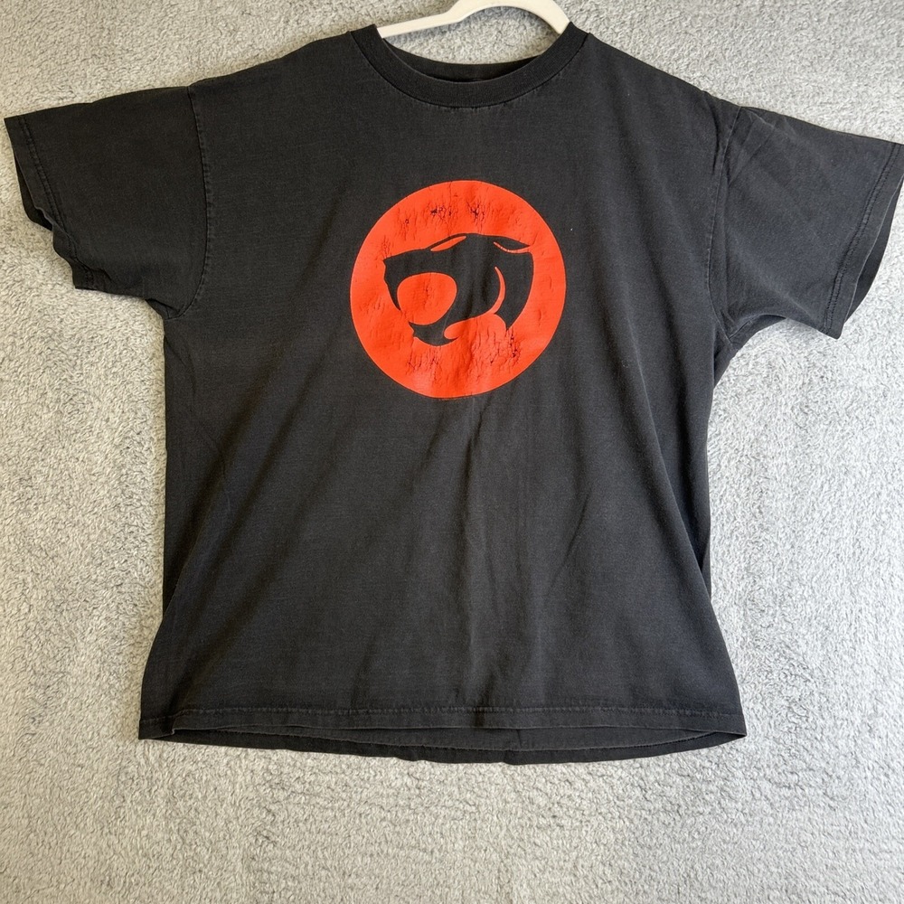 Vintage 1999 THUNDERCATS Men's Large Black‎ Red Logo T-Shirt Warner Bros Cartoon